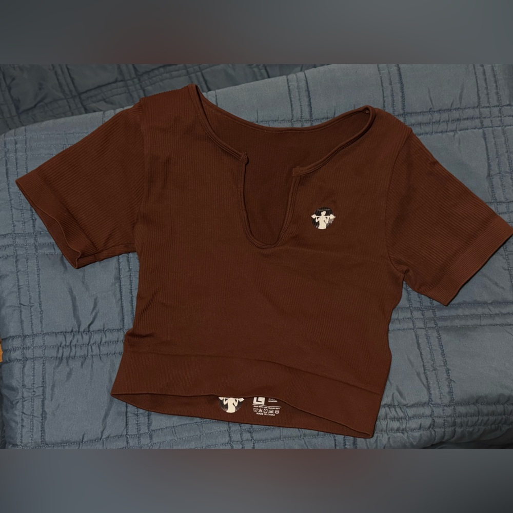 Brown athletic Short Sleeve Top